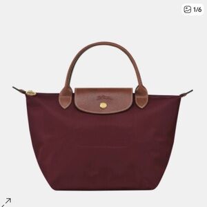 Like New Longchamp Le Pliage Burgundy Medium Tote Bag Foldable